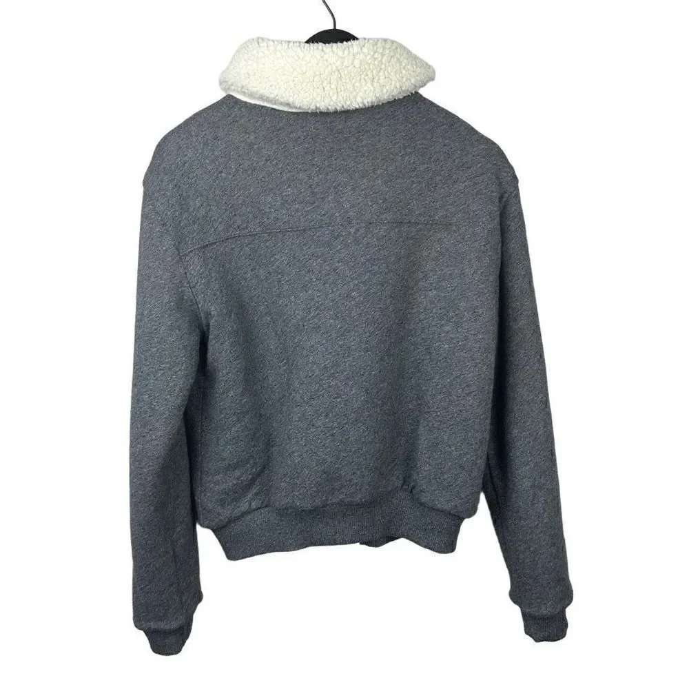 ABERCROMBIE FITCH WOMENS TRISTEN REVERSIBLE MOTO Jacket teddy coat size large - Picture 4 of 5